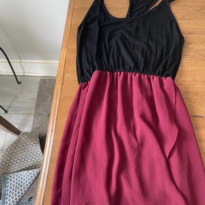 High-Low Garnet and Black Halter Dress - Small